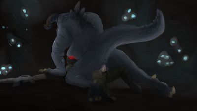 Deathclaw and Courier (colored)
art by doctordj
Keywords: beast;videogame;fallout;lizard;reptile;deathclaw;female;anthro;breasts;human;man;male;M/F;penis;cowgirl;vaginal_penetration;spooge;doctordj