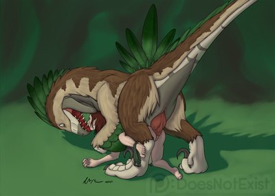 Utahraptor Lover
art by doesnotexist
Keywords: beast;dinosaur;theropod;raptor;utahraptor;male;feral;elf;woman;female;M/F;penis;from_behind;vaginal_penetration;spooge;doesnotexist