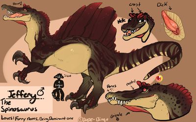 Jeffery the Spinosarus
art by dope-dingo
Keywords: dinosaur;theropod;spinosaurus;male;feral;solo;penis;closeup;reference;dope-dingo