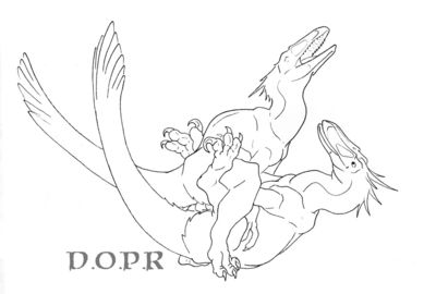 Raptors Mating 2
art by dopr
Keywords: dinosaur;theropod;raptor;deinonychus;male;female;feral;M/F;penis;cowgirl;dopr