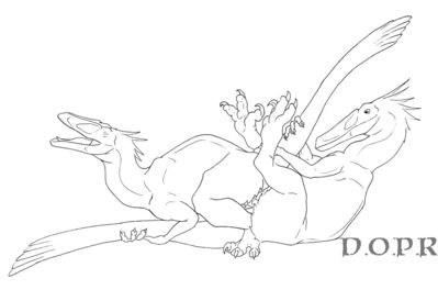 Raptors Mating 3
art by dopr
Keywords: dinosaur;theropod;raptor;deinonychus;male;female;feral;M/F;penis;reverse_cowgirl;spooge;dopr