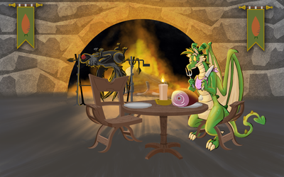 Dinner Time
art by steve_macintyre
Keywords: dragon;anthro;solo;humor;non-adult;steve_macintyre