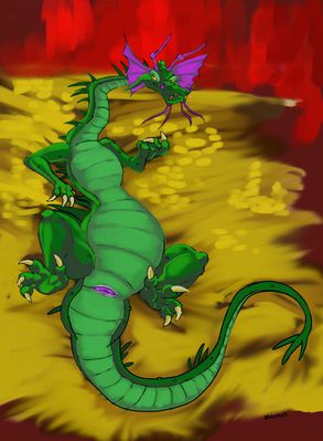 Singe
art by draconis
Keywords: videogame;dragons_lair;dragon;singe;male;anthro;solo;hoard;cloaca;draconis