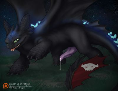 Toothless
art by dradgien and yaroul
Keywords: how_to_train_your_dragon;httyd;night_fury;toothless;dragon;feral;male;solo;penis;spooge;dradgien;yaroul