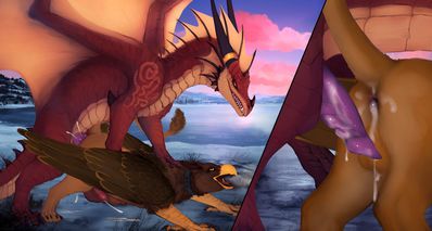Cold Mating
art by dradmon
Keywords: dragon;gryphon;male;feral;M/M;from_behind;anal;closeup;spooge;dradmon