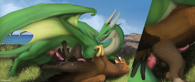 Velos and Zigo
art by dradmon
Keywords: dragon;gryphon;male;feral;M/M;penis;spoons;anal;closeup;spooge;dradmon