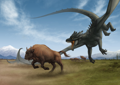 The Hunt
art by dragarta
Keywords: dragon;furry;bovine;bison;feral;non-adult;dragarta