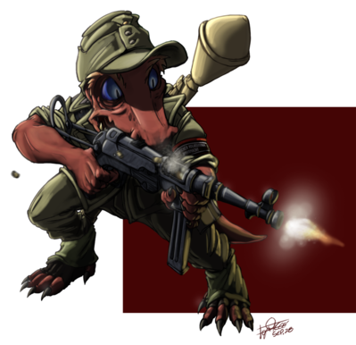 Kobold Commando 3
art by commissarkinyaf
Keywords: dungeons_and_dragons;kobold;anthro;solo;non-adult;commissarkinyaf