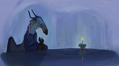 Dragon Birthday
art by skadjer
Keywords: dragon;feral;solo;non-adult;skadjer