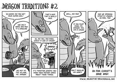 Dragon Traditions 2
art by marius_pawlitza
Keywords: comic;dragon;male;anthro;human;woman;female;M/F;suggestive;humor;marius_pawlitza