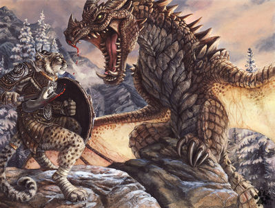 Dragonborn
art by screwbald
Keywords: videogame;skyrim;dragon;wyvern;feral;furry;feline;khajiit;male;anthro;warrior;non-adult;screwbald