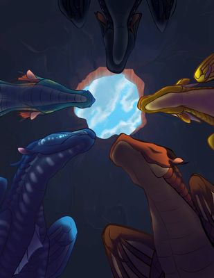 Looking Up At The Skyhole (Wings of Fire)
art by liliumaa
Keywords: wings_of_fire;nightwing;mudwing;seawing;sandwing;rainwing;sunny;clay;tsunami;glory;starflight;dragon;dragoness;male;female;feral;solo;non-adult;liliumaa