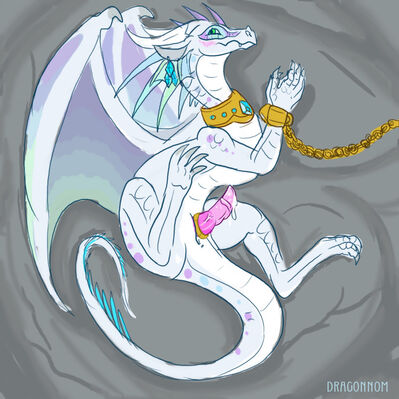 Aura in Chains
art by dragonnom
Keywords: dragon;male;feral;solo;penis;bondage;spooge;dragonnom
