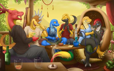 Dragon Tea Party
art by vader-san
Keywords: eastern_dragon;dragon;lizard;gecko;male;female;anthro;humor;non-adult;vader-san