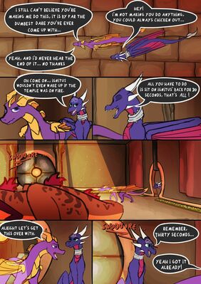 A Stupid Dare (1/8)
art by dragonsponies
Keywords: comic;videogame;spyro_the_dragon;spyro;cynder;ignitus;male;female;feral;solo;dragonsponies