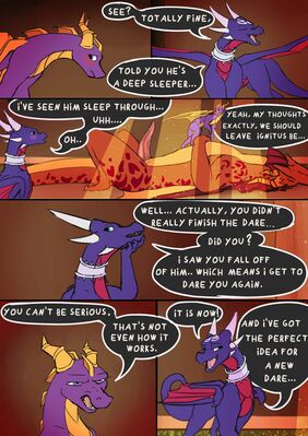 A Stupid Dare (3/8)
art by dragonsponies
Keywords: comic;videogame;spyro_the_dragon;spyro;cynder;ignitus;male;female;feral;M/F;M/M;penis;solo;dragonsponies