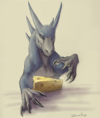 Drakawa Cheese
art by drakawa
Keywords: dragon;male;feral;solo;humor;non-adult;drakawa