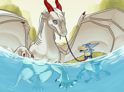 Water Dragons Go!
art by drakawa
Keywords: dragon;feral;humor;non-adult;drakawa