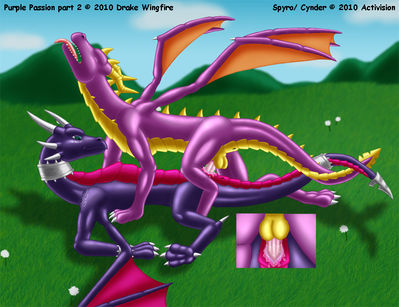 Spyro and Cynder Having Sex 1
art by drake_wingfire
Keywords: videogame;spyro_the_dragon;spyro;cynder;dragon;dragoness;male;female;anthro;M/F;penis;missionary;vaginal_penetration;closeup;spooge;drake_wingfire