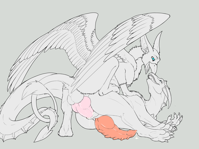 Yolfrin x Gutho
art by drayke_eternity
Keywords: dragon;gryphon;male;feral;M/M;penis;from_behind;anal;drayke_eternity