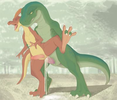 Dino Sex
art by dreiker
Keywords: dinosaur;theropod;tyrannosaurus_rex;trex;hadrosaur;parasaurolophus;male;anthro;feral;M/M;penis;from_behind;anal;spooge;dreiker