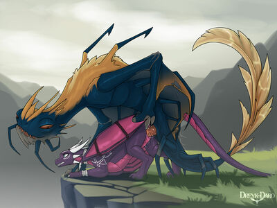 Cynder Mounted
art by dreyk-daro
Keywords: videogame;spyro_the_dragon;cynder;dragon;dragoness;male;female;feral;M/F;penis;from_behind;vaginal_penetration;drayk-daro