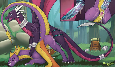 Spyro Pegged 2
art by dreyk-daro
Keywords: videogame;spyro_the_dragon;cynder;spyro;dragon;dragoness;male;female;feral;M/F;penis;from_behind;strapon;dildo;anal;internal;spooge;dreyk-daro