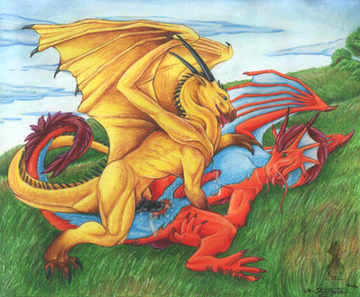Dragons Mating In A Field
unknown artist
Keywords: dragon;feral;male;M/M;penis;anal;missionary;spooge