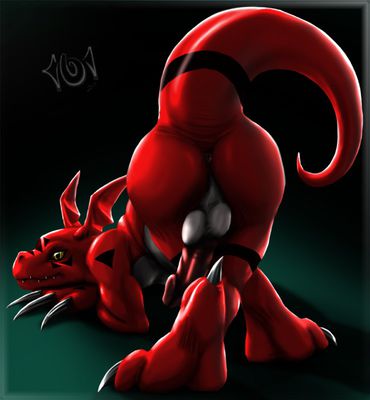 Guilmon
art by dudey101
Keywords: anime;digimon;dragon;guilmon;male;anthro;solo;penis;dudey101