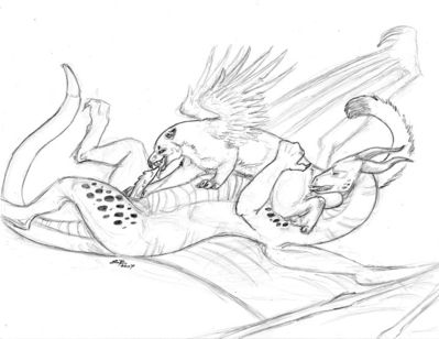 Dragon and Gryphon
art by ebonytigress
Keywords: dragon;gryphon;male;female;feral;M/F;penis;oral;69;ebonytigress