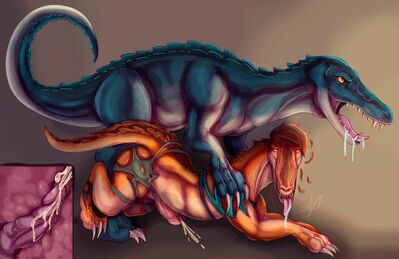 Baryonyx and Spinosaurus
art by edsomez
Keywords: dinosaur;theropod;spinosaurus;baryonyx;male;feral;anthro;M/M;pnis;from_behind;anal;transformation;internal;orgasm;ejaculation;spooge;edsomez