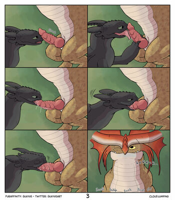 Cloudjumping (3 of 7)
art by ekayas
Keywords: comic;how_to_train_your_dragon;httyd;toothless;cloudjumper;night_fury;stormcutter;dragon;wyvern;male;feral;M/M;penis;oral;spooge;ekayas