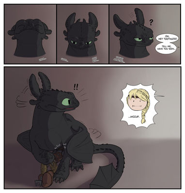 Toothless and Hiccup
art by ekayas
Keywords: beast;how_to_train_your_dragon;httyd;night_fury;toothless;hiccup;dragon;male;feral;human;man;M/M;oral;suggestive;humor;ekayas