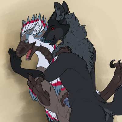 Wolf and Raptor
art by ennismore
Keywords: dinosaur;theropod;raptor;furry;canine;wolf;male;female;feral;anthro;M/F;penis;missionary;vaginal_penetration;spooge;ennismore