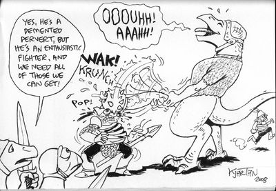 Enthusiastic Fighter
art by karno
Keywords: comic;dragon;male;anthro;solo;penis;macro;humor;karno