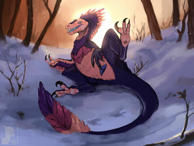 Forest Showoff
art by erganyfox
Keywords: dinosaur;theropod;raptor;female;feral;solo;cloaca;spread;erganyfox 