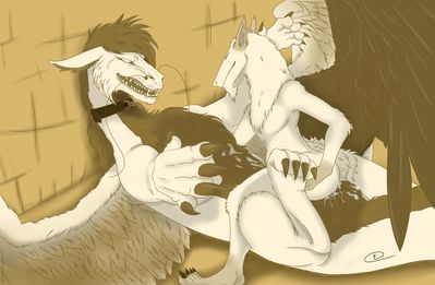 Dragon and Sergal
art by espectralchan
Keywords: dragon;feral;furry;hybrid;sergal;male;anthro;M/M;penis;cowgirl;anal;spooge;espectralchan