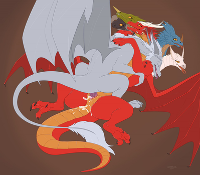 Dragon Wrestling
art by ether-0
Keywords: dungeons_and_dragons;tiamat;hydra;dragon;dragoness;male;female;feral;M/F;penis;missionary;vaginal_penetration;spooge;ether-0