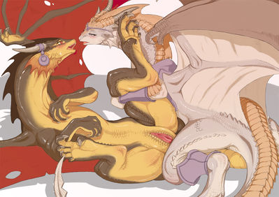 Lesbian Dragonesses
art by etheross
Keywords: dragoness;female;feral;lesbian;vagina;suggestive;etheross