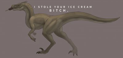 Raptor Thief
art by evalion
Keywords: dinosaur;theropod;raptor;deinonychus;feral;solo;humor;non-adult;evalion