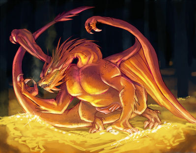 Smaug's Hoard
art by evanight
Keywords: lord_of_the_rings;lotr;smaug;dragon;wyvern;feral;male;solo;penis;hoard;evanight