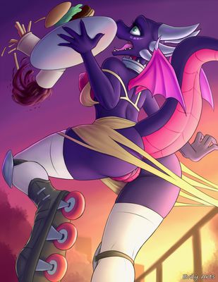 New Job
art by evilymasterful
Keywords: videogame;spyro_the_dragon;dragoness;cynder;female;anthro;breasts;solo;vagina;humor;evilymasterful