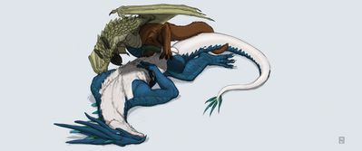 Dragon and Gryphon
art by falcrus
Keywords: dragon;gryphon;male;feral;M/M;penis;missionary;anal;spooge;falcrus
