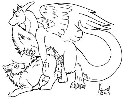 Railed By Ashkor
art by feinreil111
Keywords: dragon;furry;canine;dog;male;female;feral;M/F;penis;from_behind;feinreil111