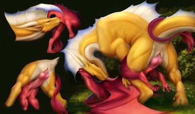 Tight Fit
art by fellfallow
Keywords: dragon;dragoness;male;female;feral;M/F;penis;from_behind;vaginal_penetration;oral;closeup;fellfallow