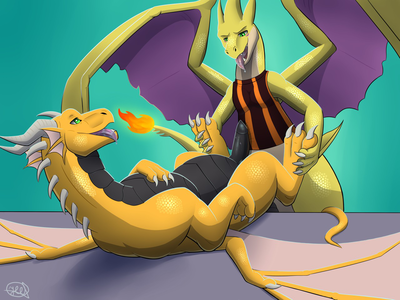 Charizard Fun
art by ferilla
Keywords: anime;pokemon;charizard;dragon;male;anthro;M/M;penis;missionary;anal;ferilla