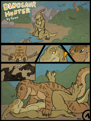 Dinosaur Hunter 1
art by fersir
Keywords: comic;dinosaur;theropod;hadrosaur;parasaurolophus;male;anthro;M/M;missionary;suggestive;fersir