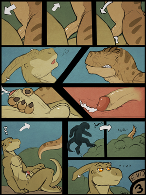 Dinosaur Hunter 3
art by fersir
Keywords: comic;dinosaur;theropod;hadrosaur;parasaurolophus;male;anthro;M/M;penis;missionary;anal;internal;closeup;masturbation;spooge;fersir