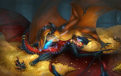 Smaug's Hoard
art by firael
Keywords: lord_of_the_rings;lotr;the_hobbit;smaug;dragon;wyvern;male;feral;M/M;penis;69;oral;ejaculation;spooge;hoard;firael