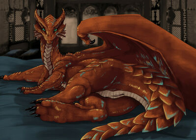 Copper Dragoness
art by flamespitter
Keywords: dungeons_and_dragons;dragoness;female;feral;solo;vagina;flamespitter